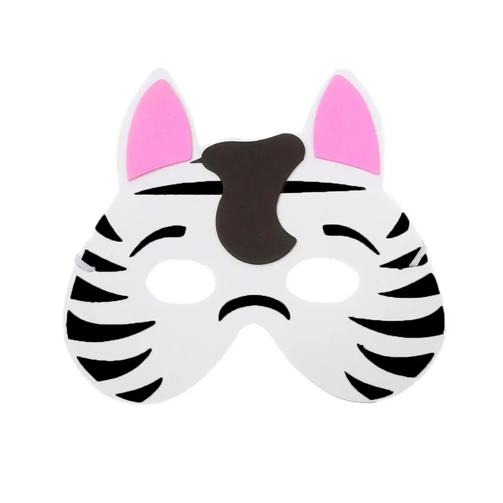 Zebra 12pcs Высокое качество, 12 шт./партия, новая мода, ручная работа, детская маска в форме животного для детской вечеринки, декоративная маска, разные цвета - Цвет: Zebra 12pcs