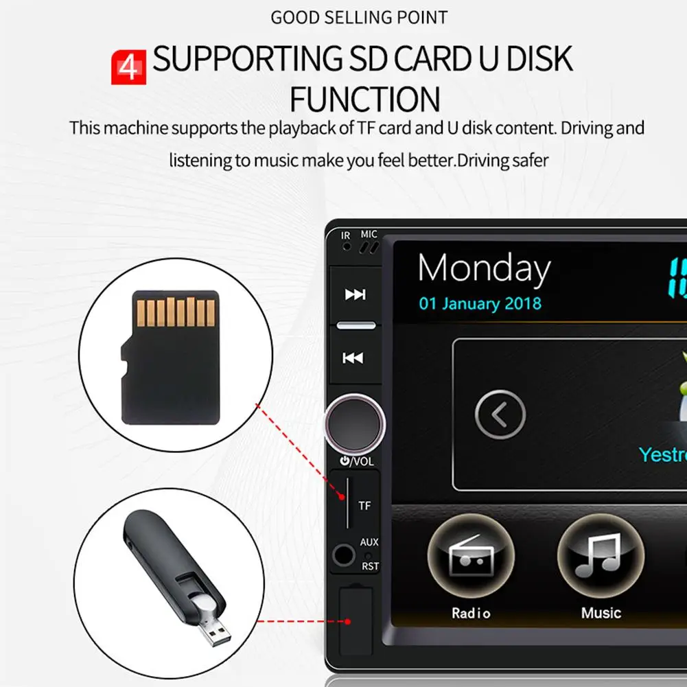 Автомагнитола 2 Din автомобильный мультимедийный плеер с сенсорным экраном MP5