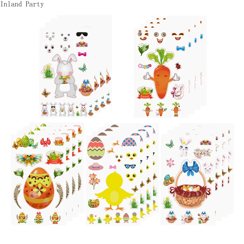 5 шт. 2020 Пасхальные Мультфильм Стикеры с яйцом фотографический фон пасхальными