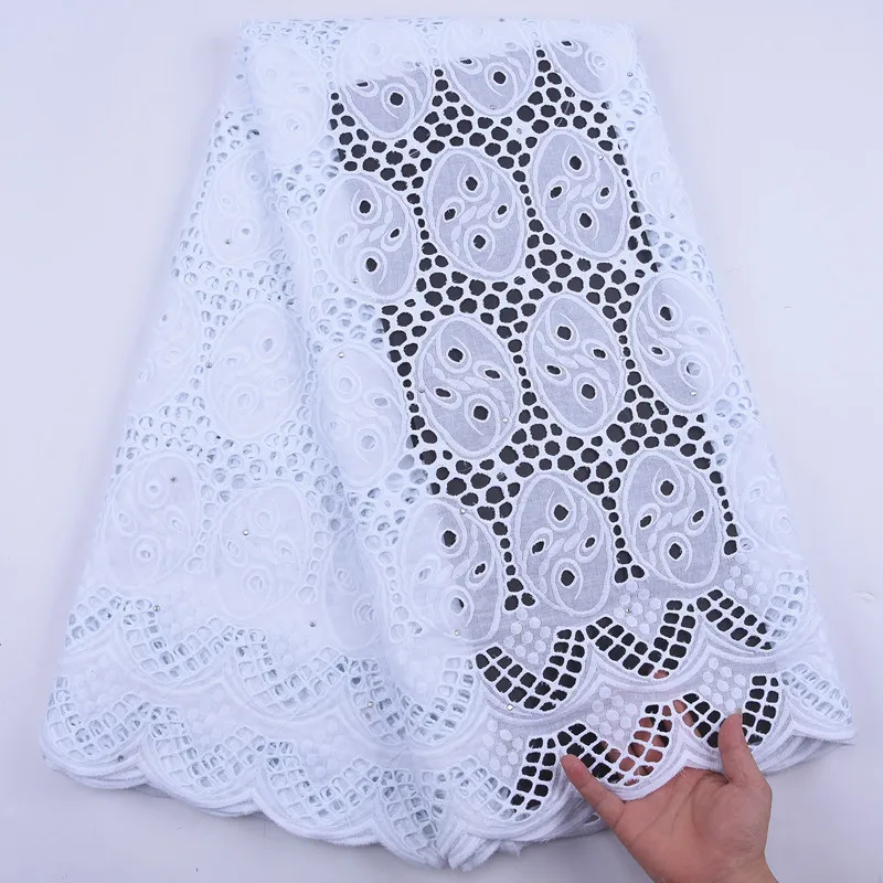 

New Arrivals Pure white Swiss Voile Lace In Switzerland High Quality African 100% Punch Cotton Lace Fabric For Dress Party Sew