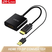 jh link 4k 60hz hdmi compatible male to dp display port female converter video adapter cable dp active usb power supply for tv