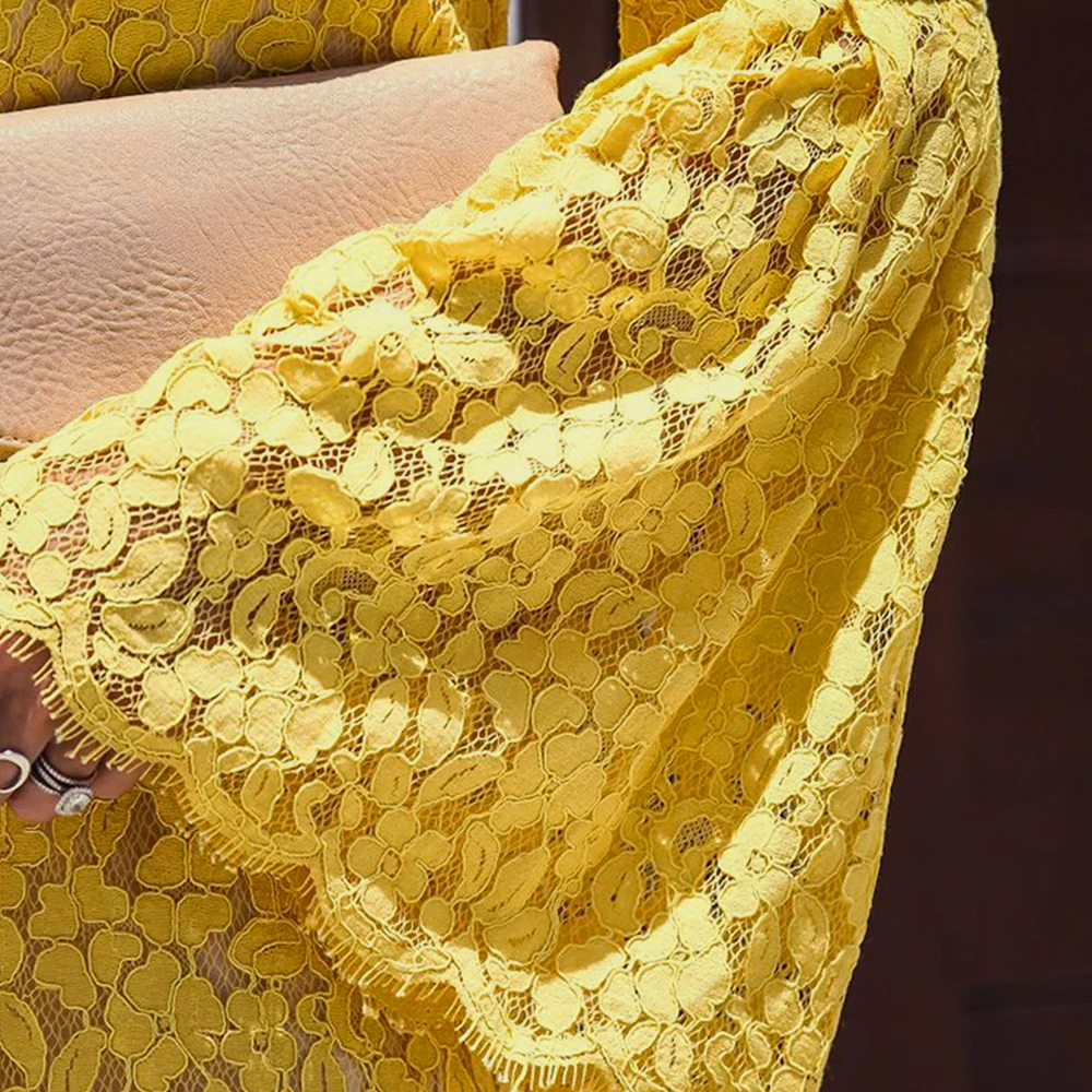 

2019Fashion Sexy lace embroidery women dress Elegant flare sleeve short party dresses female ladies autumn dresses