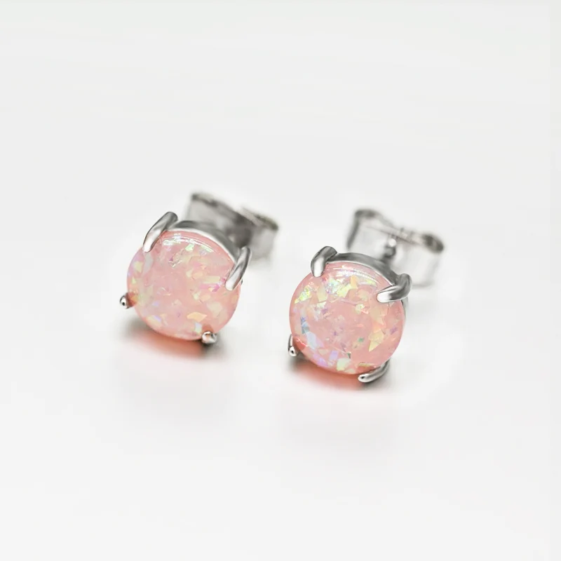 Huitan простой минималистичный циркониевые серьги гвоздики с искусственный опал