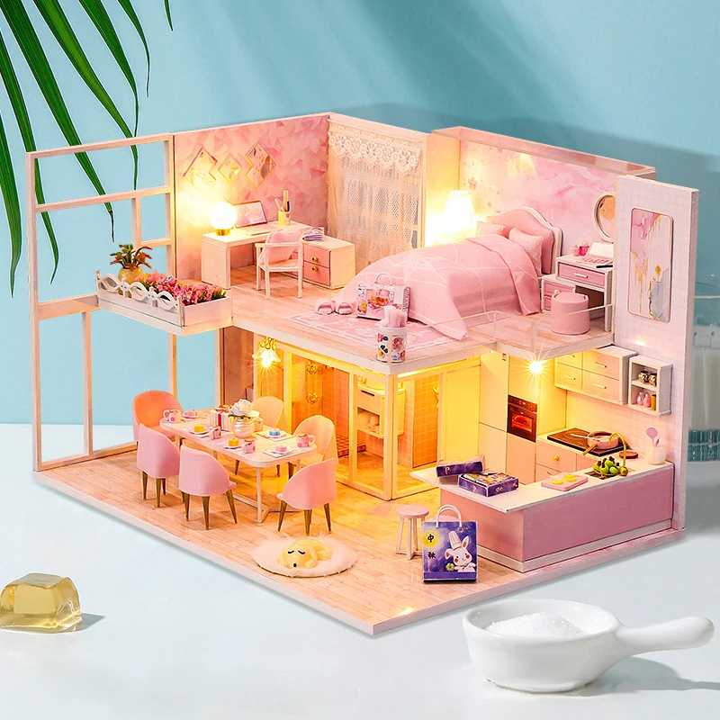 Newly DIY Miniature Doll House Kit Mini Toy Manual Creatives with Dust Proof Cover For Kids Adults | Дом и сад