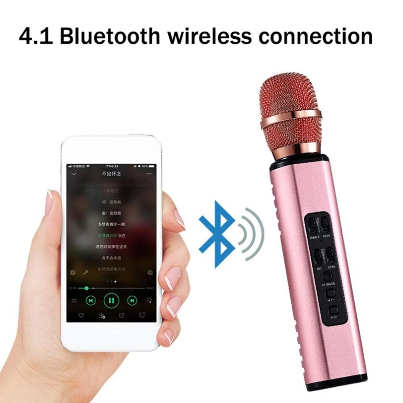 Многофункциональный беспроводной Bluetooth микрофон для караоке двойные колонки
