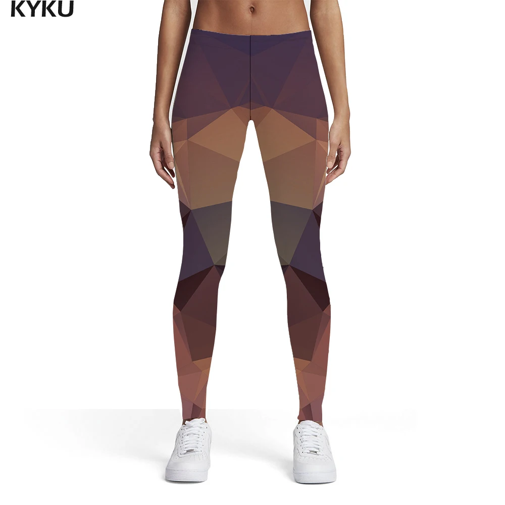 Женские легинсы с геометрическим принтом KYKU разноцветные лето 2019|Легинсы| |