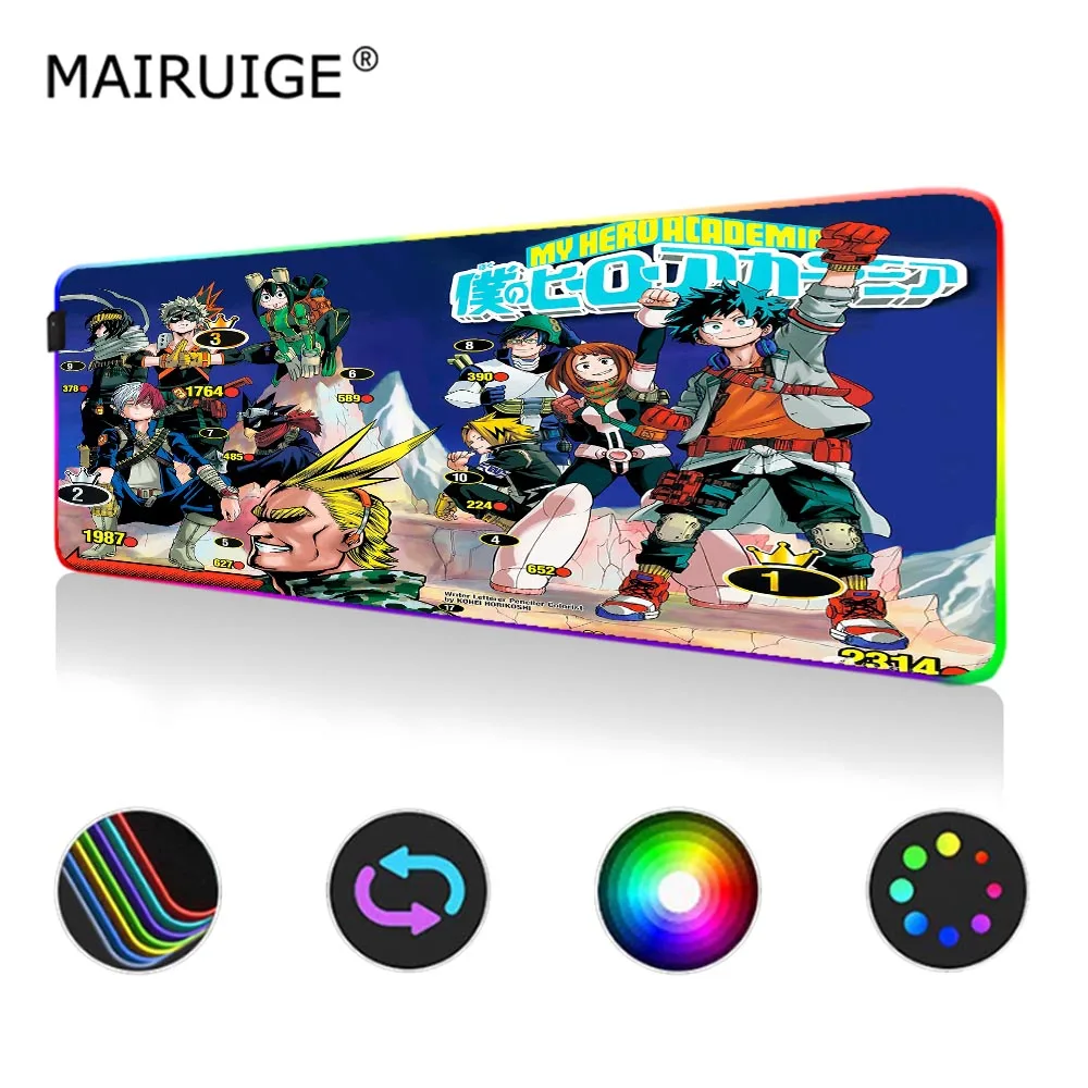 

My Hero Academia Mouse Pad Large Gaming Extended MousePad RGB Computer Mat Led 90x40/80x30cm Best Game Custom Keyboard Pad