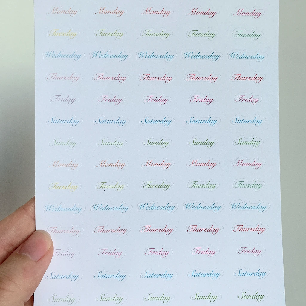 Pegatina de planificador semanal, pegatina de Planificador de papel, calendario y m&aacute;s, opciones de Color y papel disponibles-0
