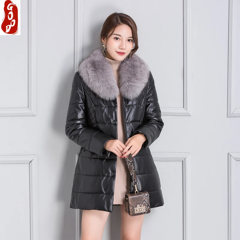 

100% натуральный Лисий мех с капюшоном, Женское зимнее теплое пальто из овчины, женский пуховик из натуральной кожи в Корейском стиле 23