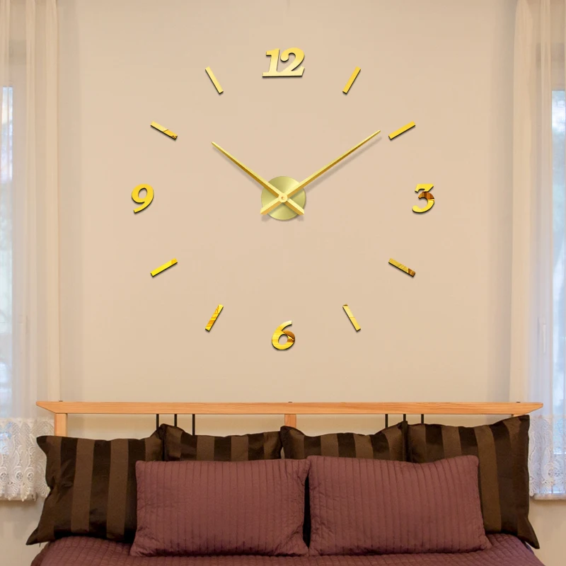 Акриловые большие настенные часы наклейка для гостиной Декоративные