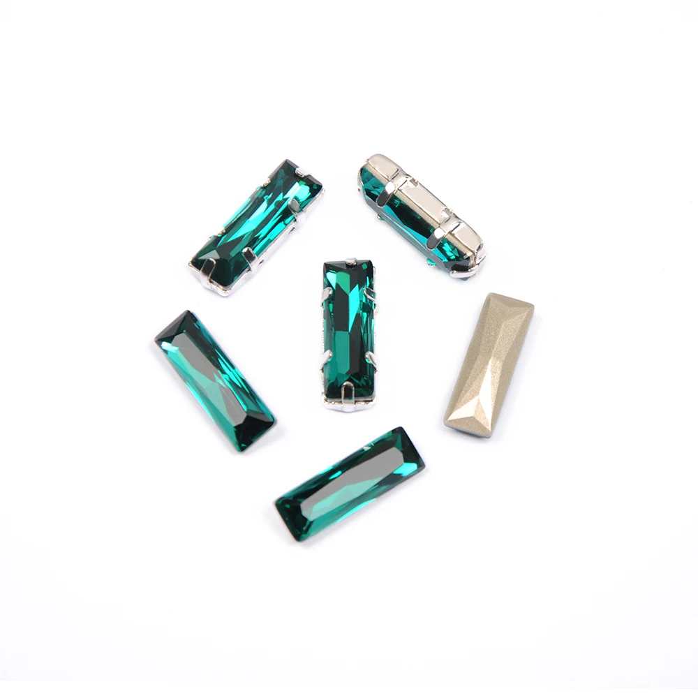 Синий Циркон Принцесса Багет Блеск Кристалл пришить стразы с коготь Diy платье