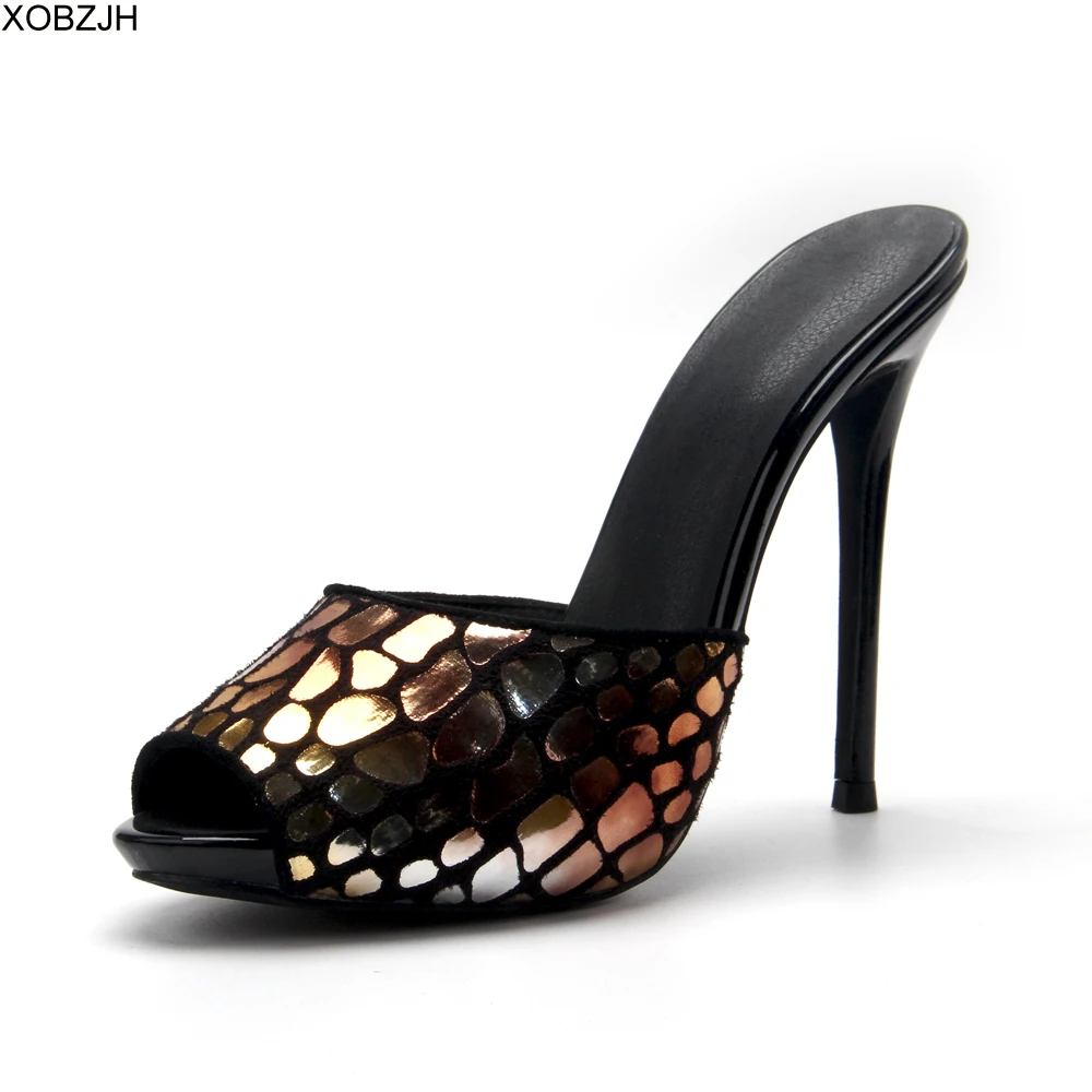 Дизайнерская обувь роскошные женские черные босоножки на высоком каблуке