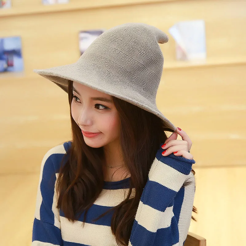 

Halloween witch hat Men's and Women's wool Knit Hat Fashion Solid Hat Diversified along the Hat Girlfriend Gifts