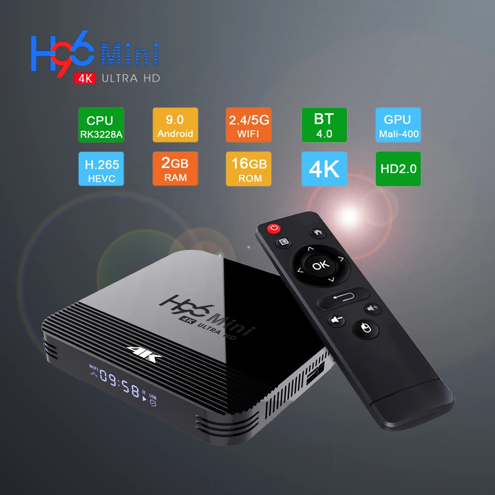 H96 мини H8 Смарт ТВ коробка Android 9 0 RK3228A Qua core A7 2 4G/5G Wifi BT4.0 4K HD телеприставка Google Player