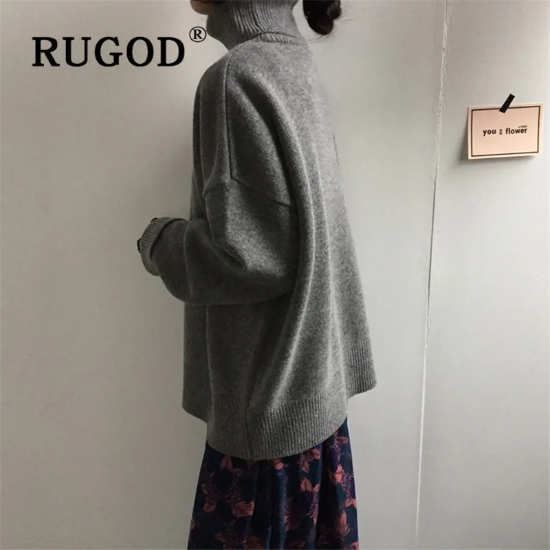 Женский винтажный пуловер RUGOD теплый свитер яркого цвета с высоким воротником