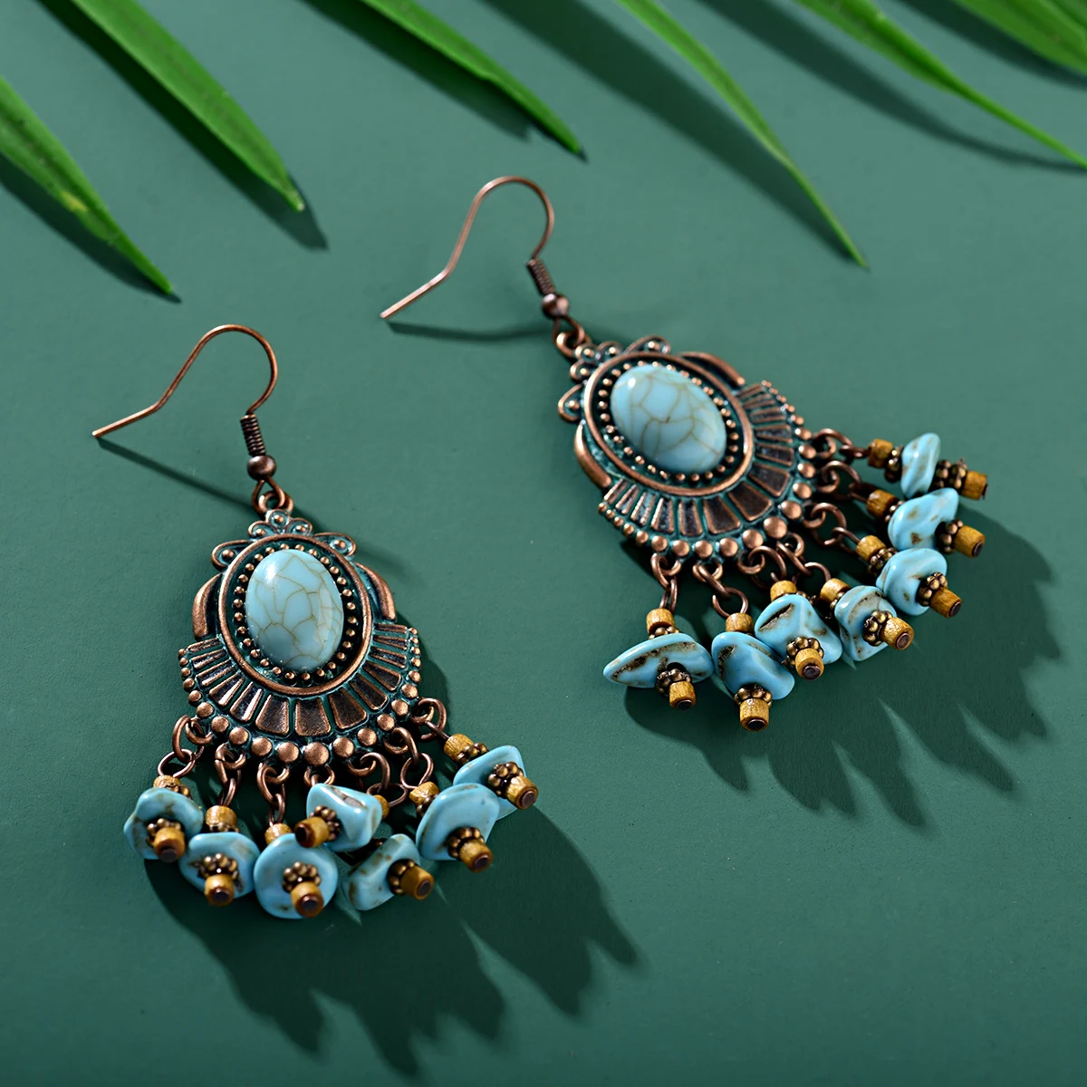 

Turquoises Drop Earrings For Women Retro Boho Earring Ethnic Pendant Girl Woman Jewelry Stone Ear Rings Kolczyki Unusual Pierce