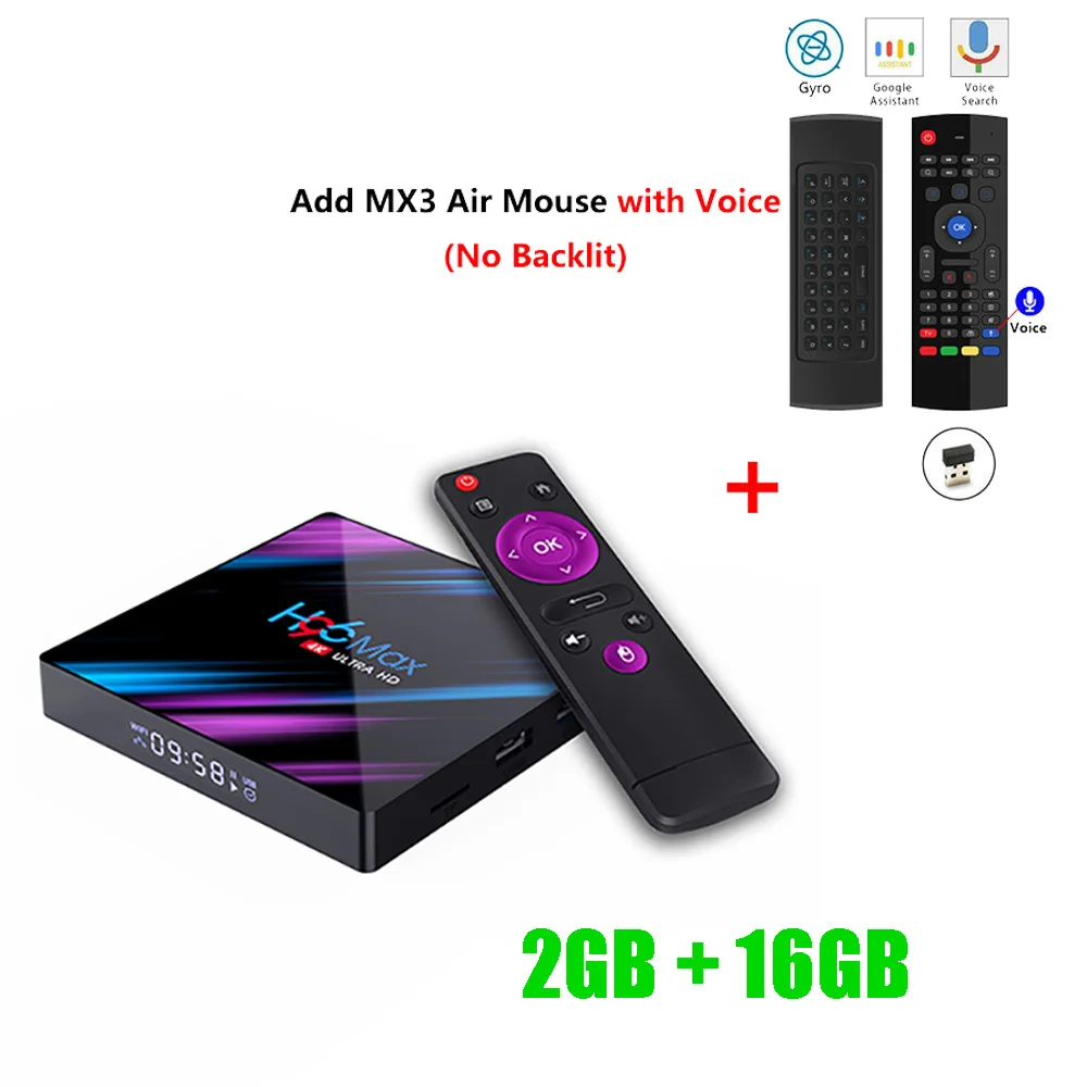 2GB16GB add mx3 mic H96 MAX android 9,0 smart tv box 4G ram 64GB rom RK3318 H.265 телеприставка 4K HD 2,4G/5,8G wifi BT 4,0 android tv box VS X96 mini - Цвет: 2GB16GB add mx3 mic