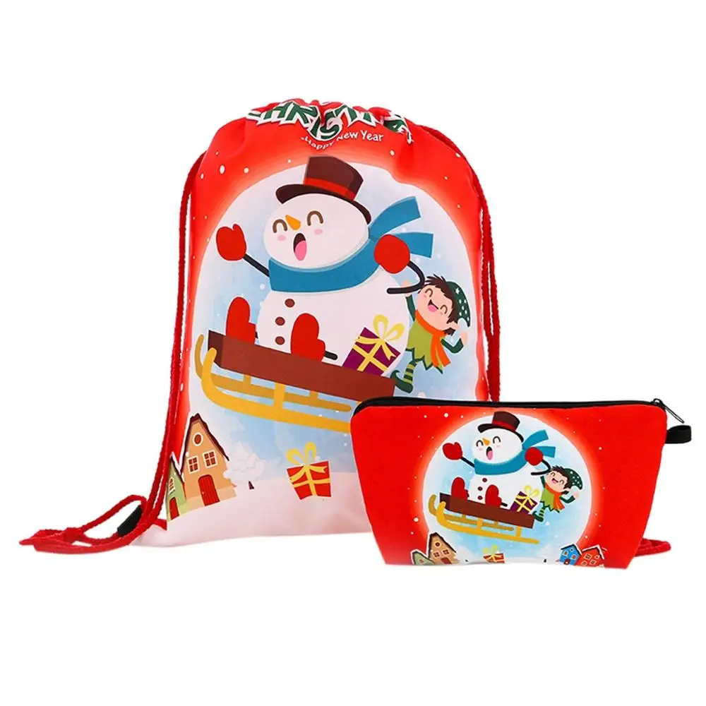 2 шт Рождественский Санта Клаус шаблон шнурок мешок Конфета в виде снеговика