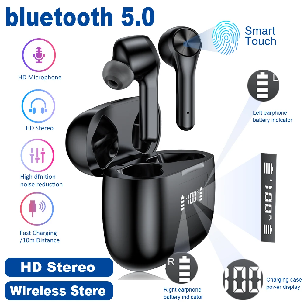 T9 наушники вкладыши TWS с Беспроводной bluetooth 5 0 Водонепроницаемый Спорт стерео Hi Fi