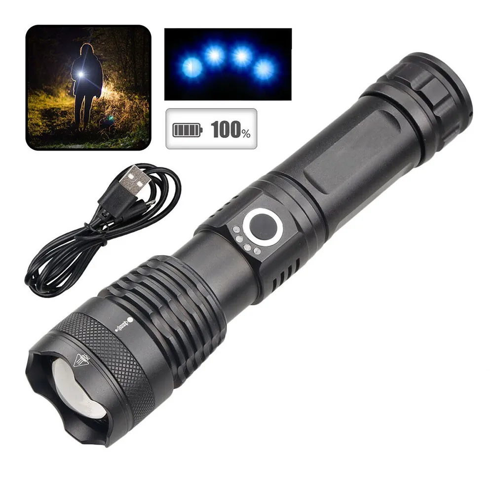 

Flashlight With Charging Cable Powerful Super Bright P50 Led UCB Rechargeable Torch Waterproof Lamp For Diving Hiking Cycling