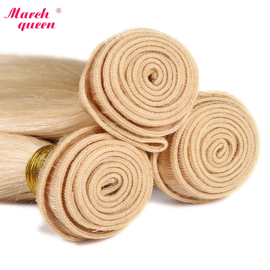 Marchqueen медовый блонд пряди с закрытием средний коэффициент перуанские Remy прямые