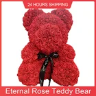 25 см40 см медведь Тедди Роза День Святого Валентина искусственный цветок Роза медведя Рождественское украшение для матери подруги розы подарки