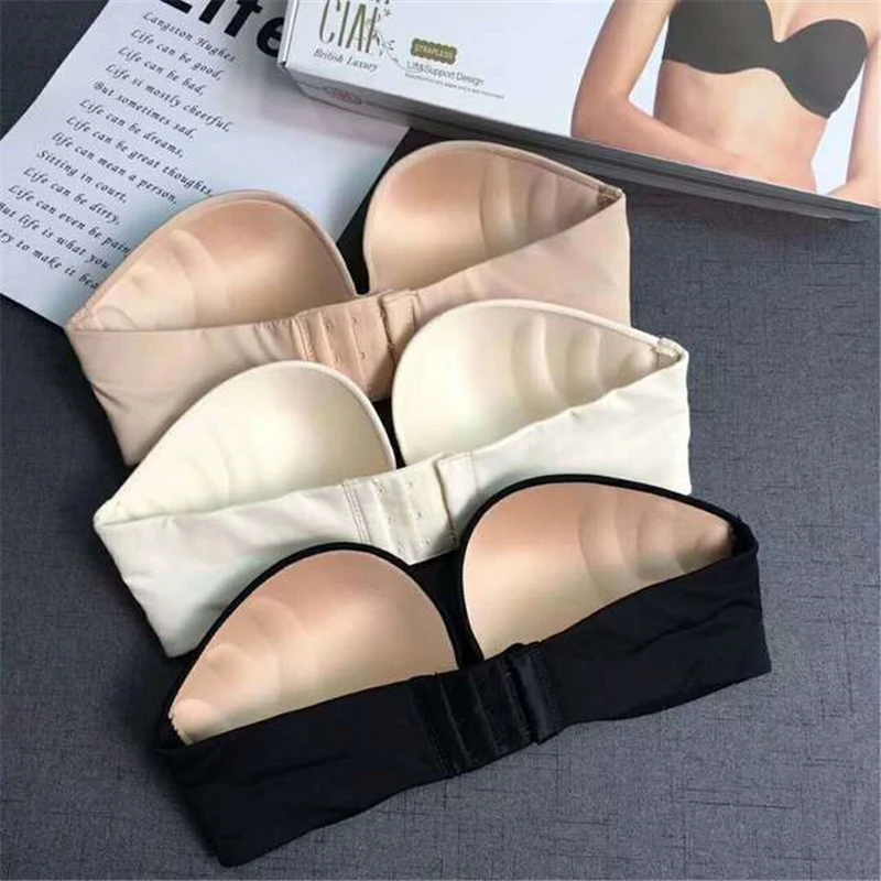 Бюстгальтер кружевной бесшовный пуш ап без бретелек с чашкой 1/2|Бюстгальтеры| |