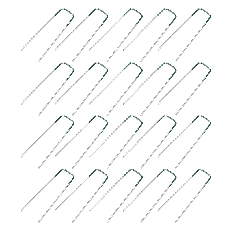 

20Pcs Garden Stakes Galvanized Landscape Staples, U-Type Turf Staples for Artificial Grass, Securing Fences Weed Barrier