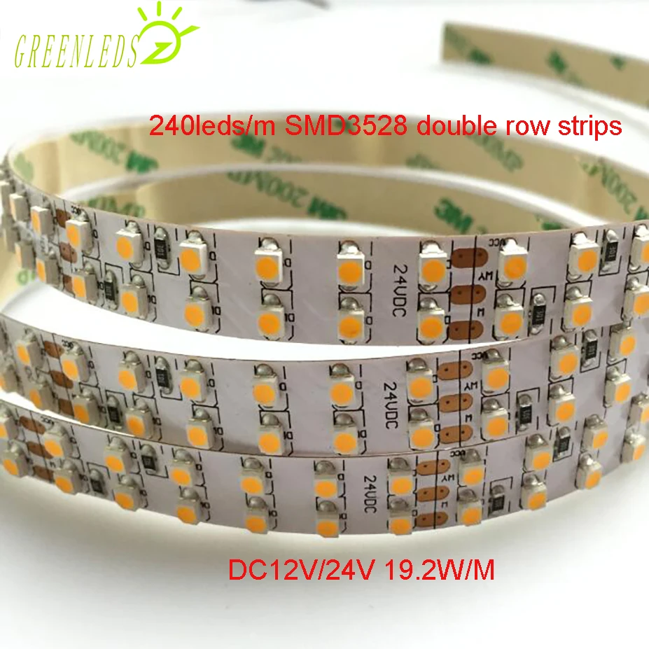Светодиодные ленты SMD3528 IP20 без водонепроницаемости 240 светодиодный s/m двухрядные