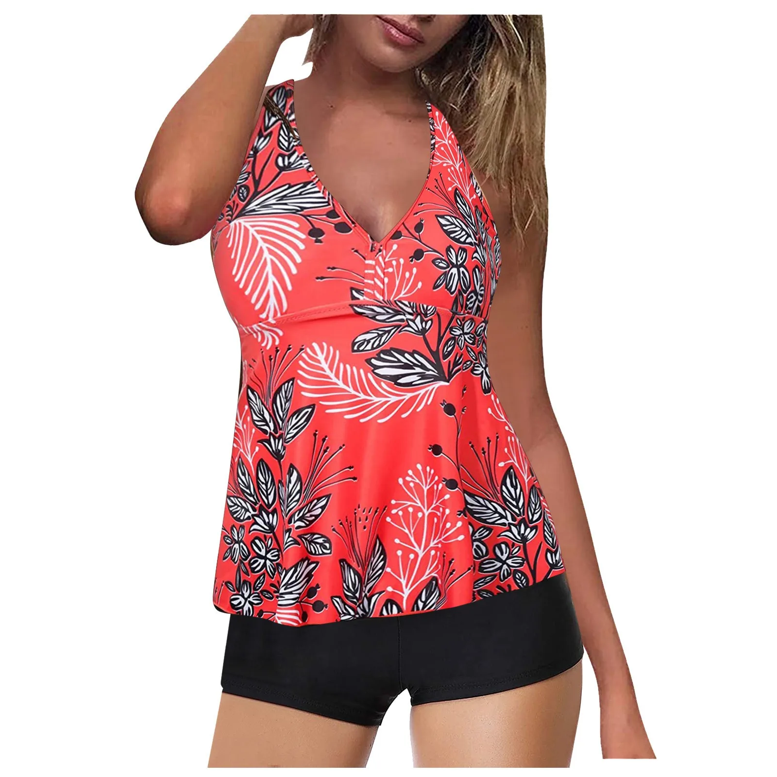 

Women Summer Tankini Set Stripe Dot Print Sexy Halter Backless Swimwear Bathing Suit Two Pieces Swimsuit Beachwear Plus Size 2XL
