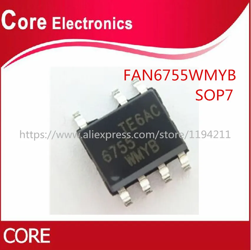 Блок питания FAN6755UWMYB 6755U FAN6755 FAN6755WMYB SOP-7 LCD 50 шт./лот | Электронные компоненты и
