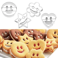 4pcs cookie cutter tools star heart flower smiley shaped biscuit pastry mold cake decorating baking kitchen tools