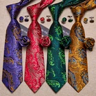 Hi-Tie Paisley роскошные мужские галстуки красный шелк 8,5 см жаккардовые галстуки для мужчин Запонки Hanky набор подарок на свадьбу Gravata Прямая поставка