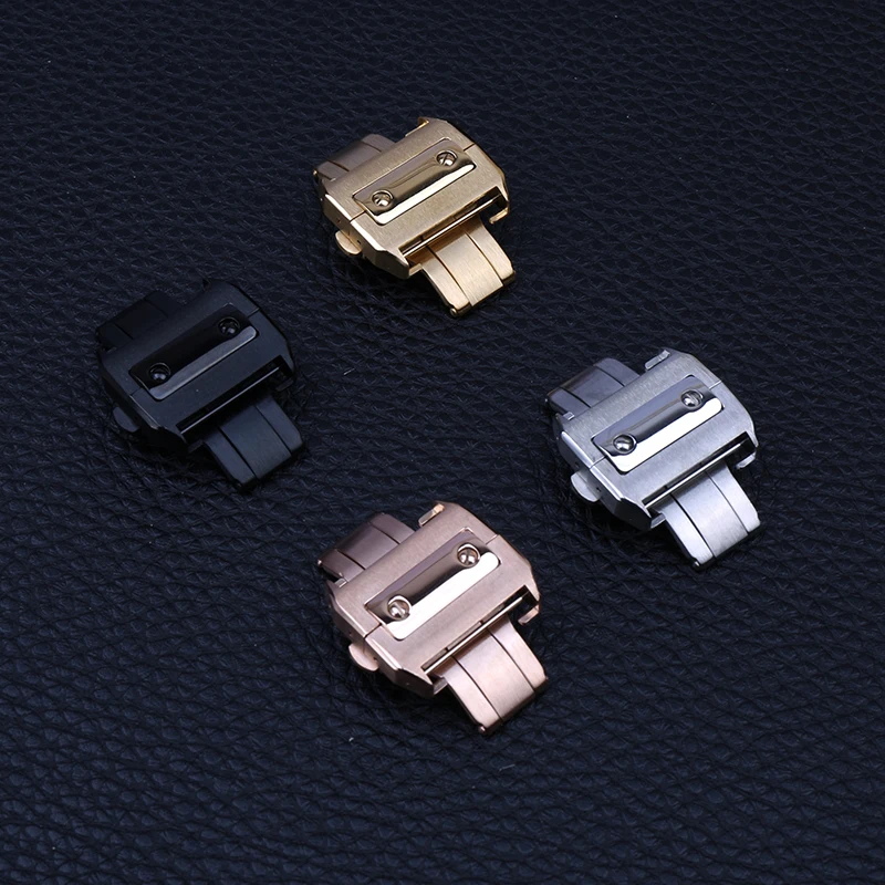 Watch accessories buckle for Cartier Santos100 double push butterfly buckle 18mm21mm316 stainless steel watch strap buckle