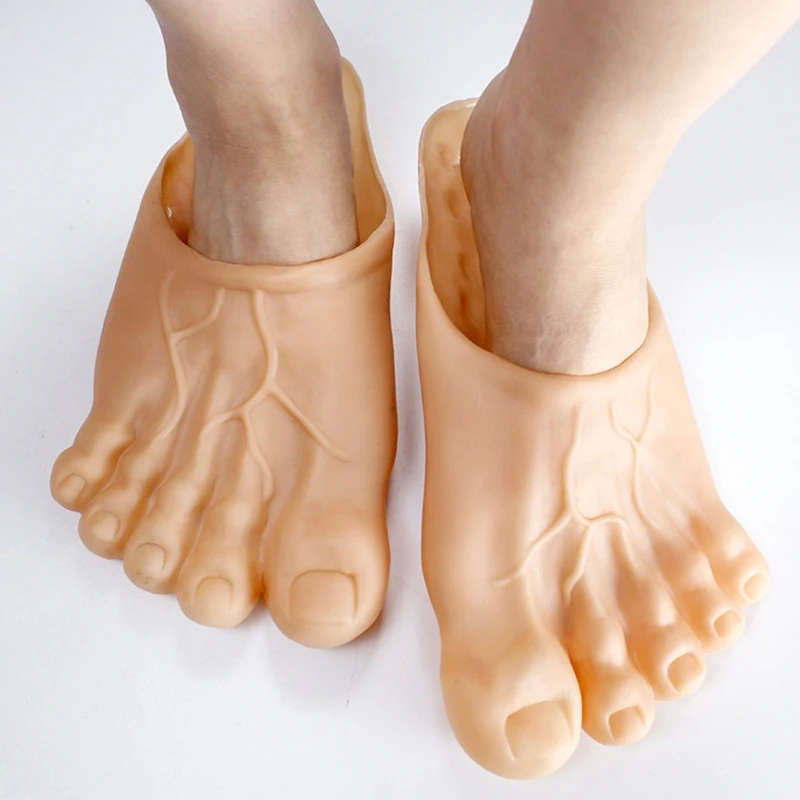 

Halloween Funny Simulation Human Big Feet Slippers Creative Tricky Rubber Toes Shoes Barefoot Fairy Cosplay Costume