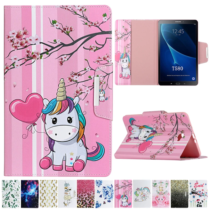 

For Samsung Tab A6 10.1" Case SM-T580 Cartoon Unicorn Leather Cover For Samsung Galaxy Tab A 6 2016 10.1 T585 T580 Cover Cases