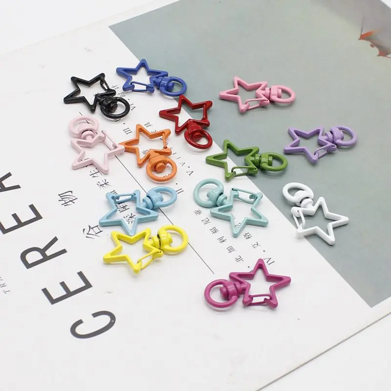 

10 pieces of painted five-pointed star keychain base cute lanyard clasp snap hook lobster clasp lanyard DIY jewelry accessories