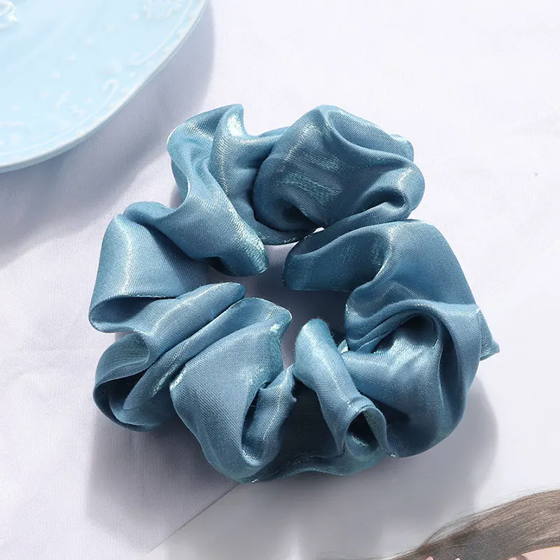 

Silky Bright Satin Scrunchies Solid Color Hair Rope Ties Women Elastic Hair Bands Ponytail Holder Simple Girls Hair Accessories