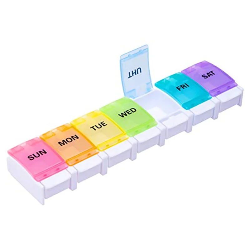 

P-038 Portable 7 Compartment Medicine Box Pillbox Dispenser Organizer Case
