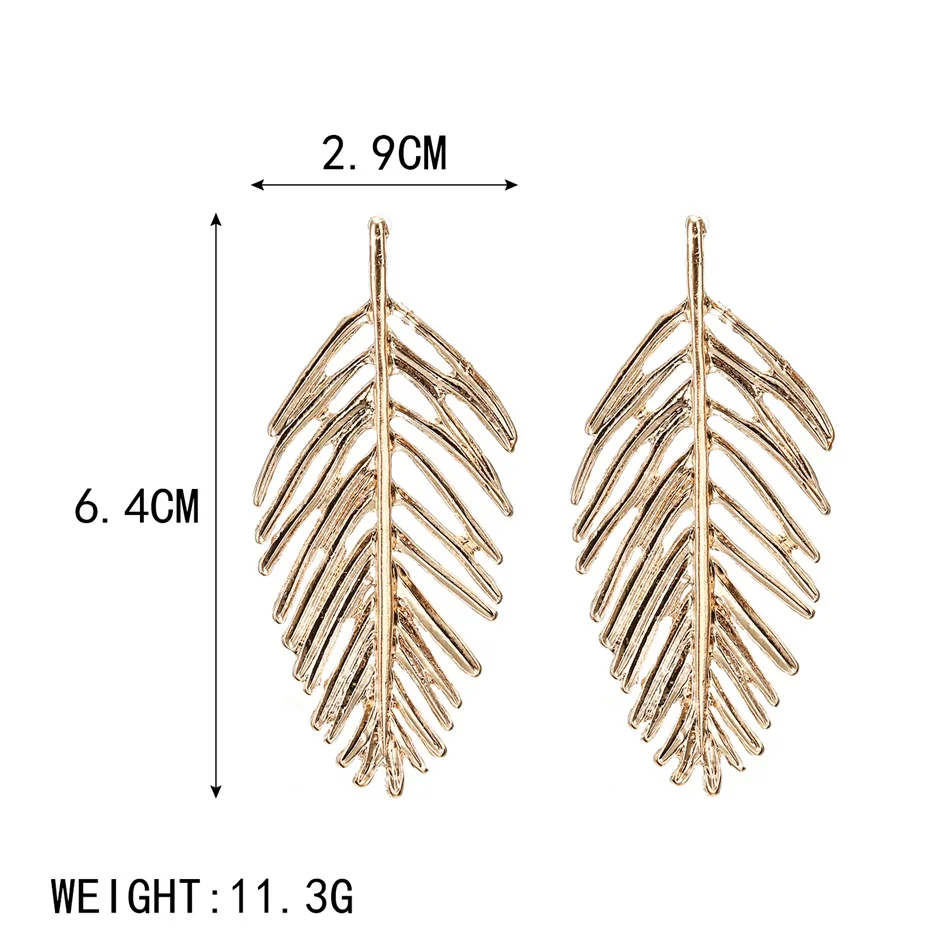 Женские модные серьги подвески в Корейском стиле золотистые длинные с листом