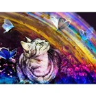 Алмазная живопись 5D кошка и бабочка своими руками креативная Алмазная вышивка крестиком Стразы мозаичное украшение HYY