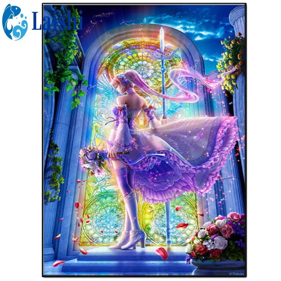 

5D Diamond Painting Cartoon fantasy girl, anime Full Square round Diamond Embroidery Sale Rhinestones Pictures Diamond Mosaic