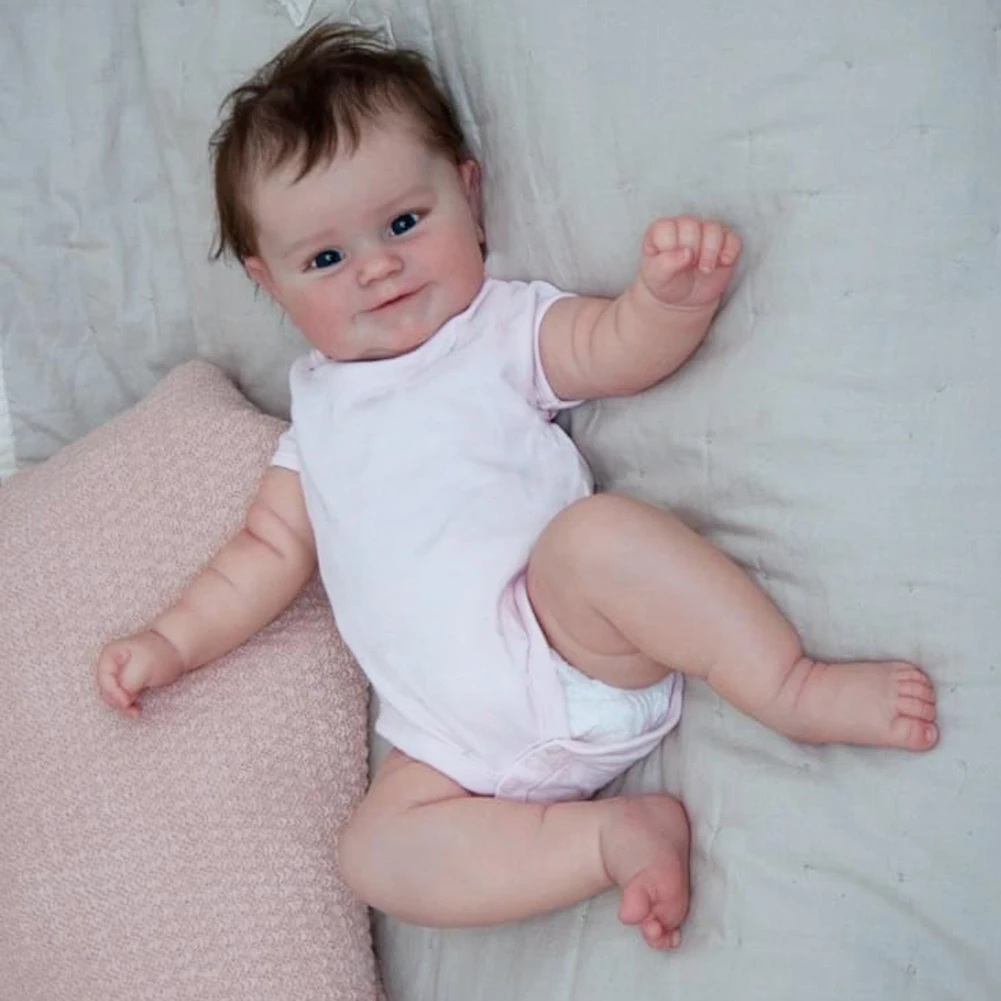 

50CM NPK Lifelike Reborn Baby Doll with Soft Hand-Rooted Hair Realistic Eyes Cute Dressed Kid Children Reborn Doll Birthday Gift