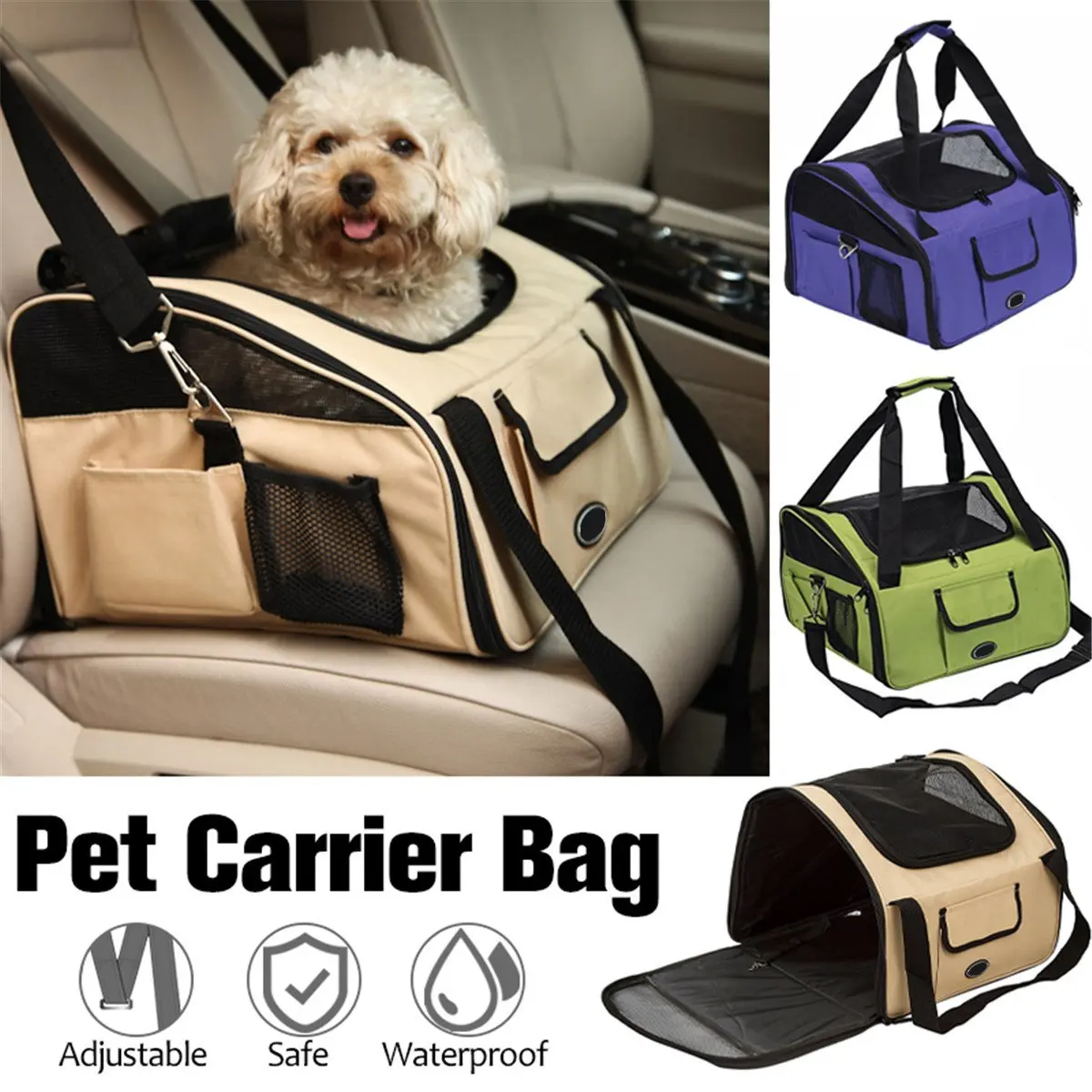

3 Color Pet Car Seat Bag Pet Carrier Bag Folding Hammock For Small Cat Dogs Puppy Car Package Go Out 430x400x300mm