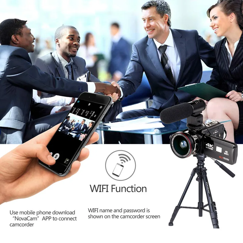 Реальный WI-FI 4K 48MP цифровое видео Камера 18X зум-рекордер видеокамера 3 дюймов