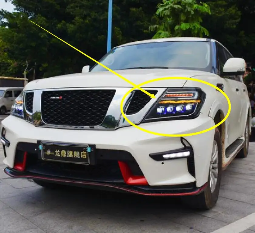 2 шт. 2012 ~ 2019y автомобиля bupmer головной светильник для Nissan фара на Patrol Y62