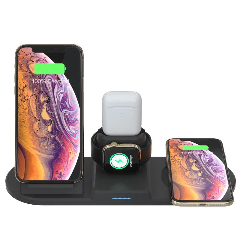 Беспроводное зарядное устройство QI 15 Вт для iPhone 1112 air pods быстрая зарядка iWatch Apple