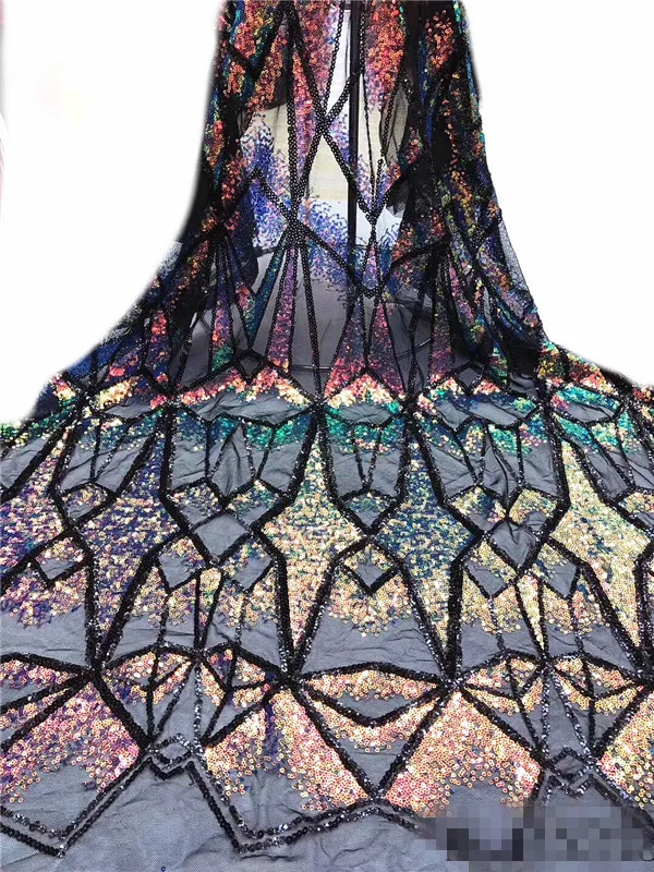 

New pattern 5 yards mesh lace for trimming Nigeria lace fabric high quality with sequins African net lace french sequin fabric