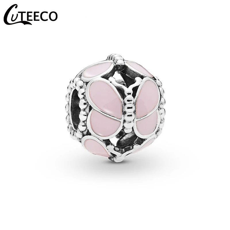 CUTEECO 2019 Новый Дизайн Розовая бабочка эмаль DIY шармы Бусины Подходит оригинальный