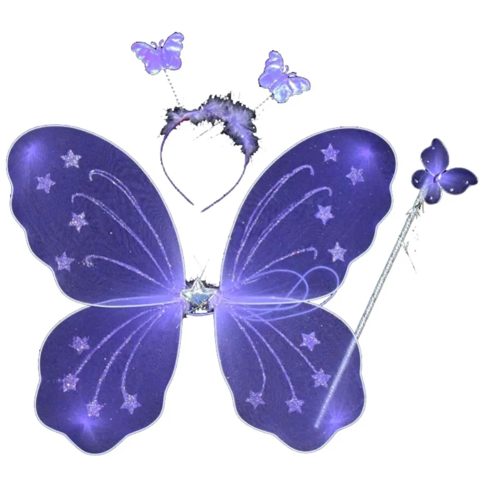 Милый Рождественский костюм феи из 3 предметов для девочек с крыльями бабочек и